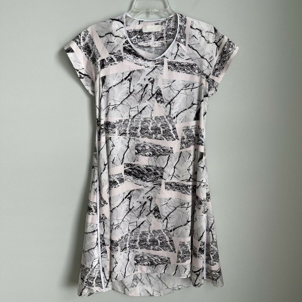 Kaelen New York Gray Short Sleeve Open Back High Low Hem Dress